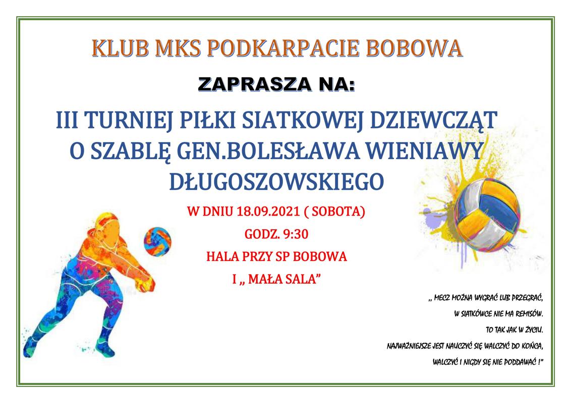 III Turniej piłki siatkowej dziewcząt o Szablę Długoszowskiego – zaproszenie
