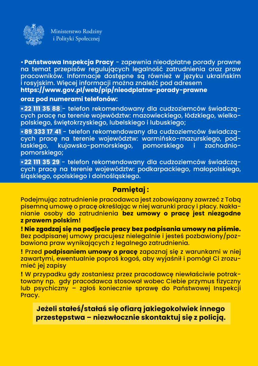 Ulotki z ważnymi informacjami dla obywateli Ukrainy